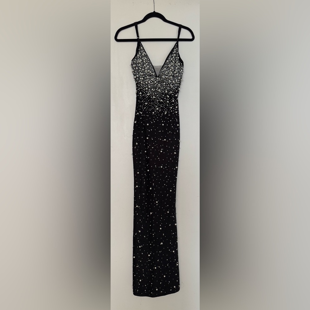 Banjul Black and Silver Prom Dress